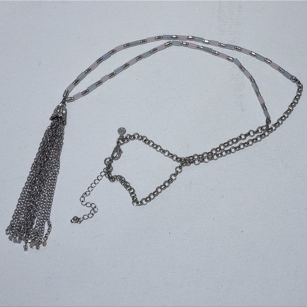 LOFT beaded long tassel necklace